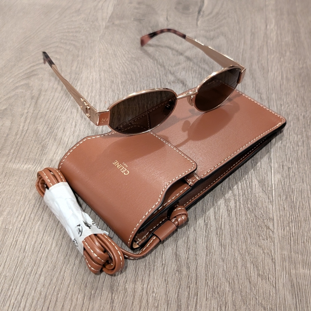 Sunglasses Celine Triomphe metal with gold frame Lenses-Brown